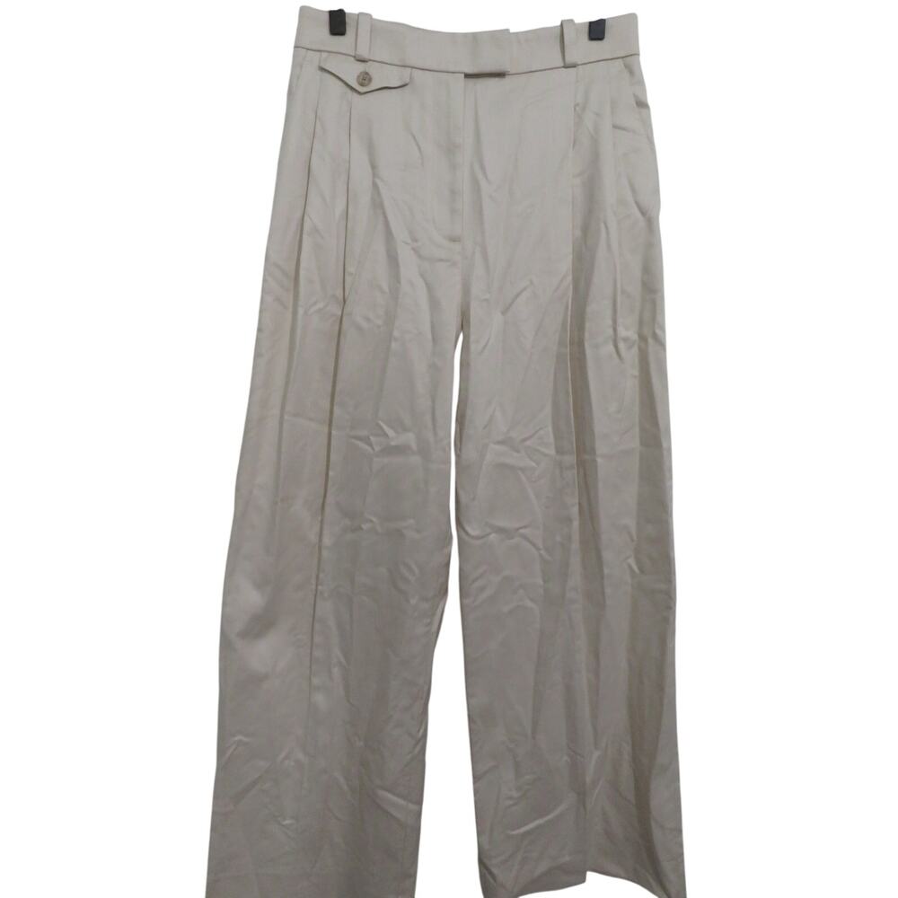 Banana Republic Women Sz 6 Cream Carmel Pleated Wide Leg Pants Tailored Trouser